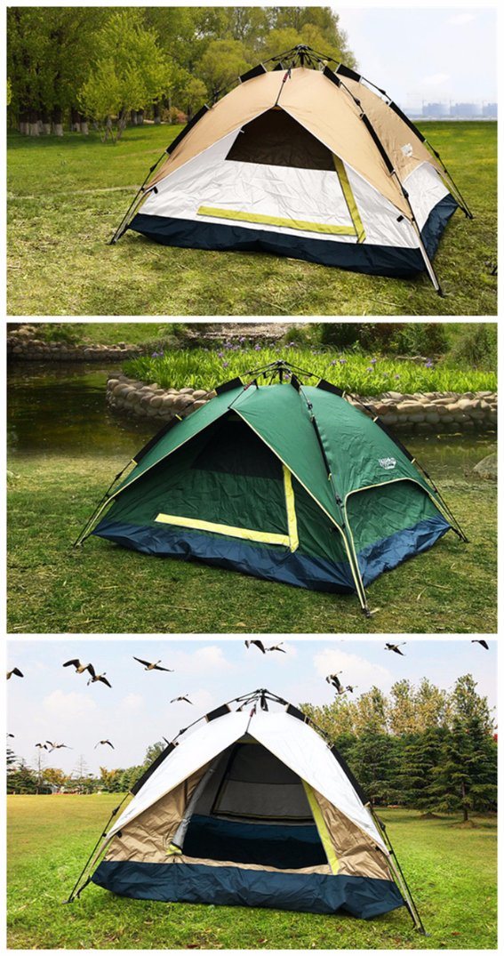 3-4 Person Double Layer Dual Doors Outdoor Camping Tent Four Season Family Tents for Adventure Tent