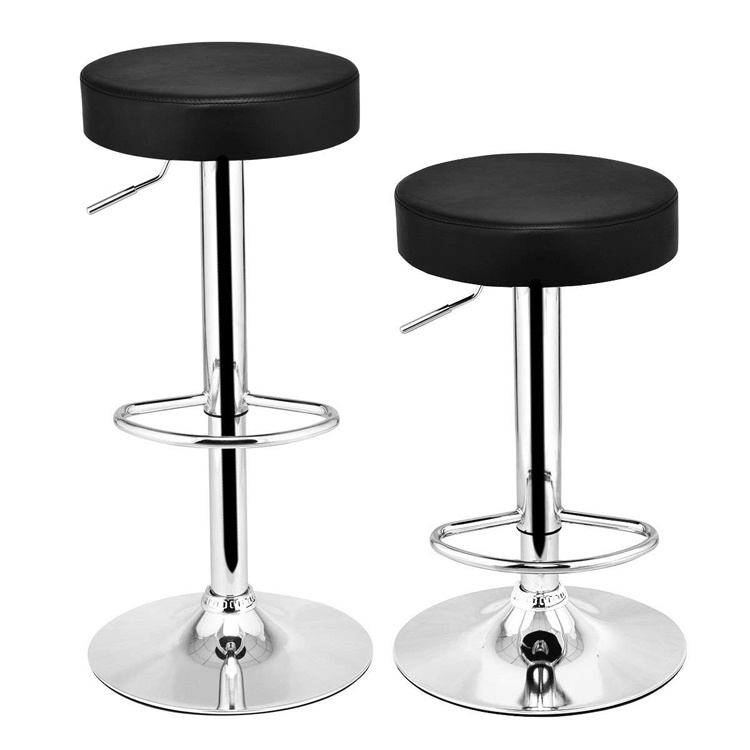 (DUJUAN) Swivel Bar Stool Round PU Leather Height Adjustable Chair Pub Stool