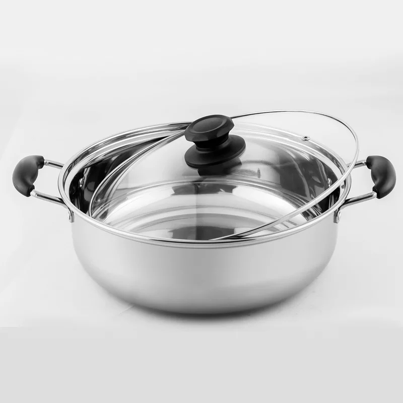 30cm Magnetic Stainless Steel Soup Pot & Glass Cover&Cookware