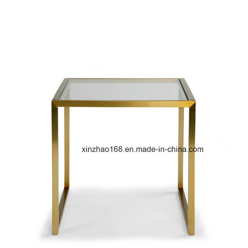 Iron Side Table Glass Top and Gold Finished Coffee Table