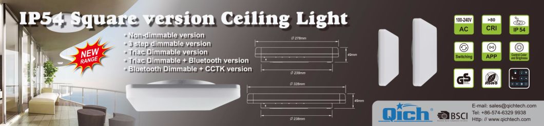 18W GS CB Ce Approved Round IP54 Waterproof LED Ceiling Light
