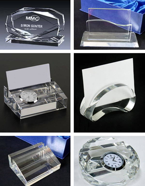 Glass Crystal Name Card Holder with Logo Office Decoration