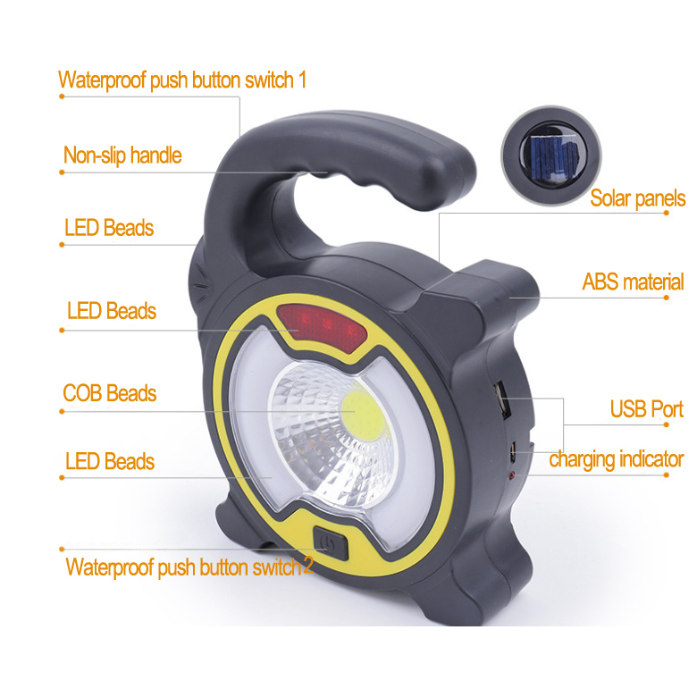 Solar Lantern Multi-Functional Camping Light COB Working Light