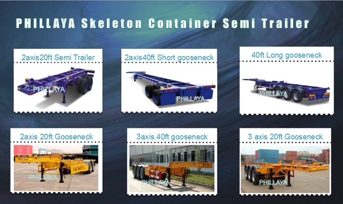 3 Axle Skeleton Frame Semi Trailer for Transportation