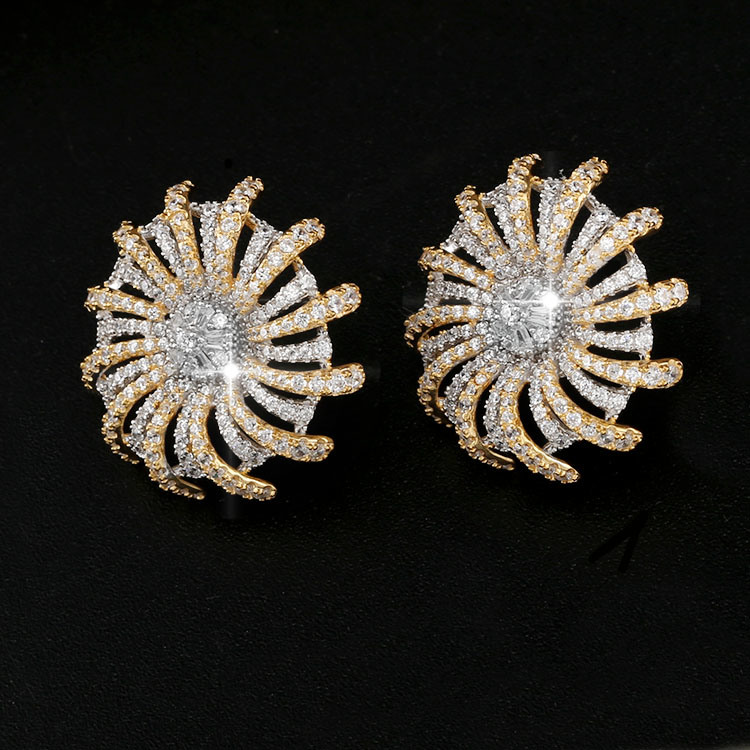 Wholesale Fashion Imitation Jewelry Clear Zircon Handmade Flower Earrings