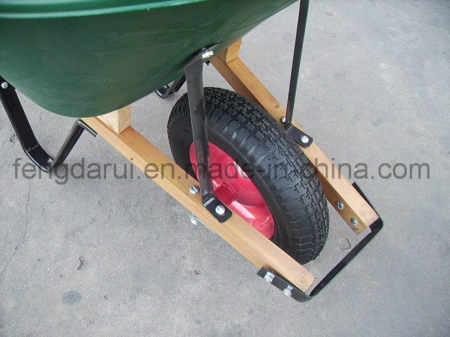 Heaby Duty Plastic Tray Wooden Handle Wheel Barrow (WH6606)