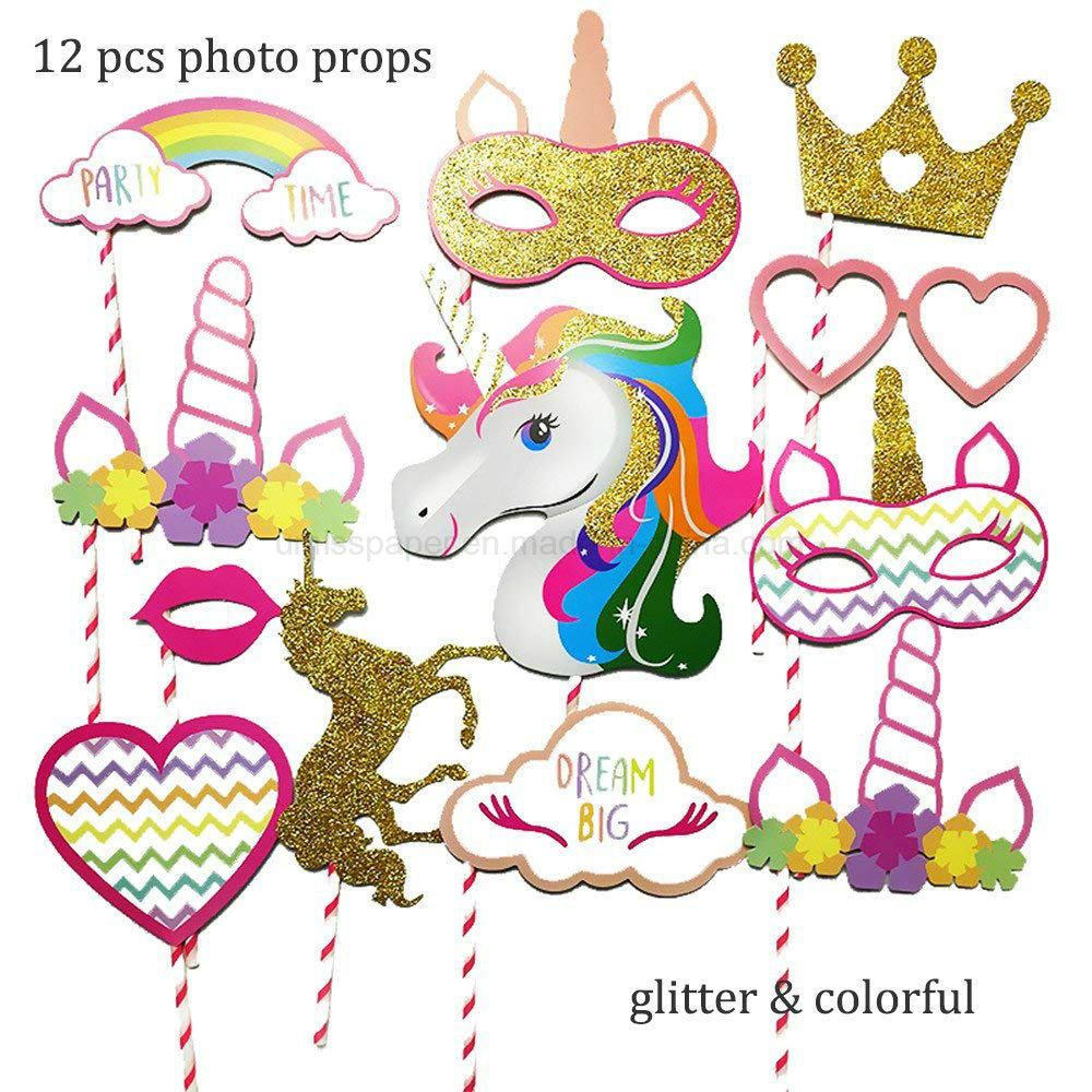 Umiss Paper Happy Birthday Letter Banner Party Unicorn Decoration for Factory OEM