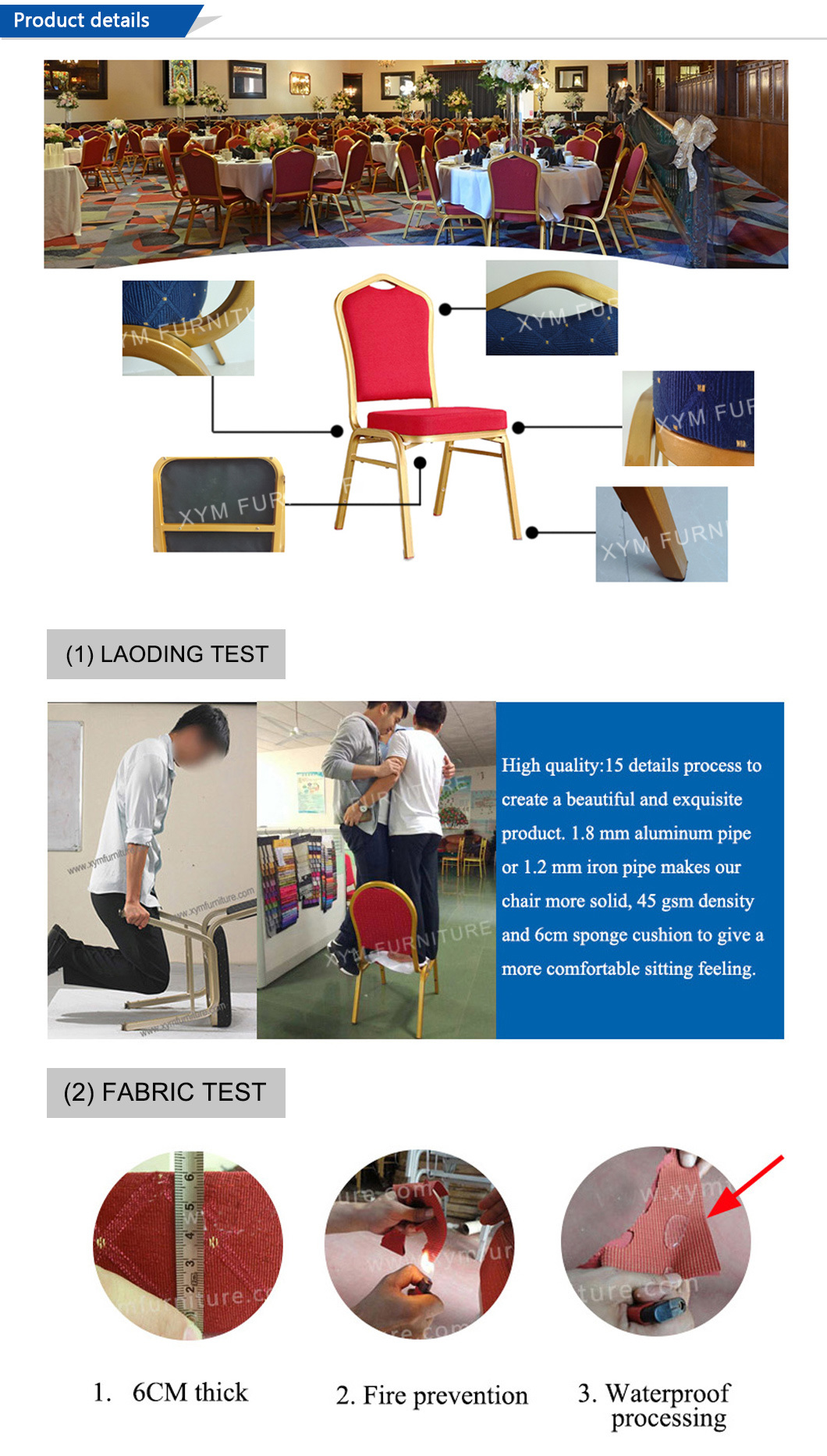 Foshan Stackable Hotel Training Conference Hall Banquet Chair (XYM-L33)