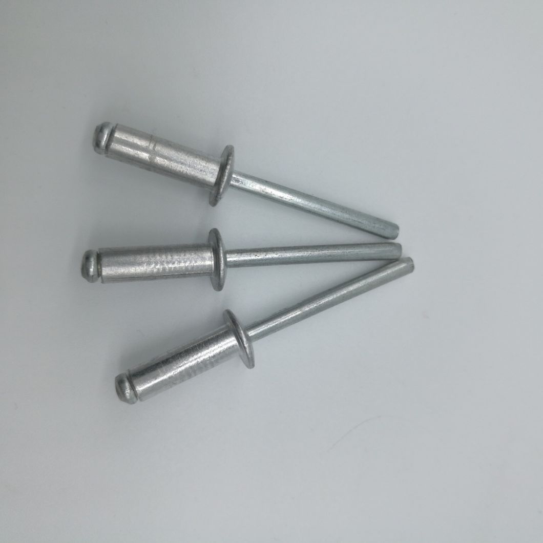 Open End Blind Rivets with Break Pull Mandrel and Protruding Head
