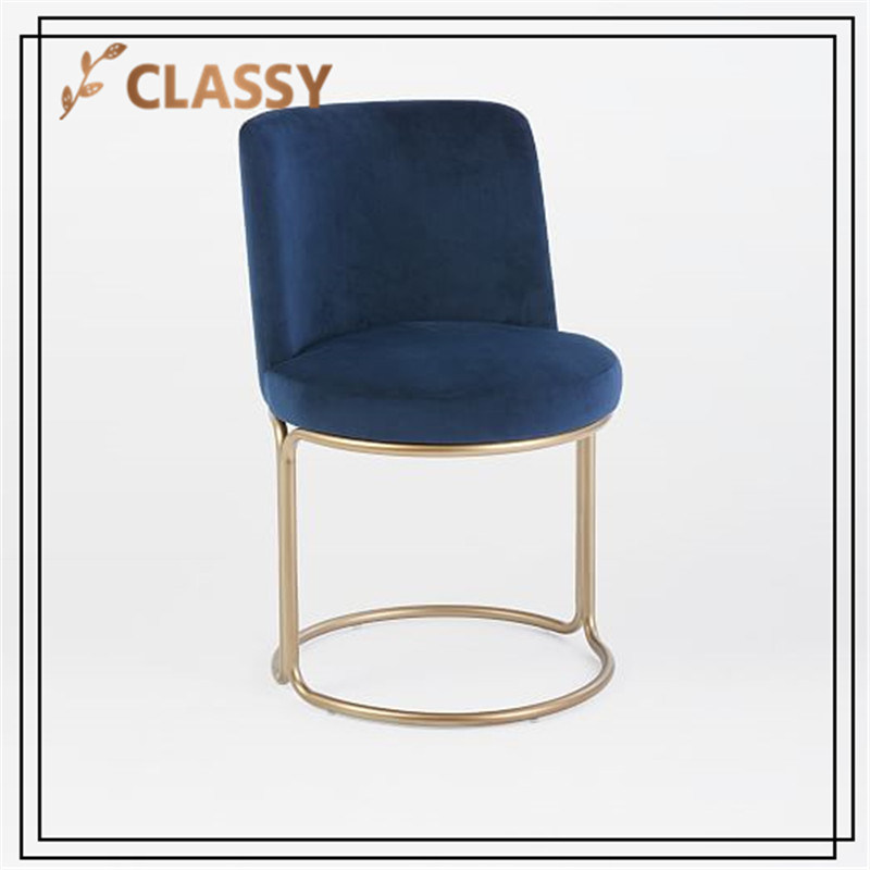 Soft Round Seating Dining Chair in Golden Stiainless Steel Base