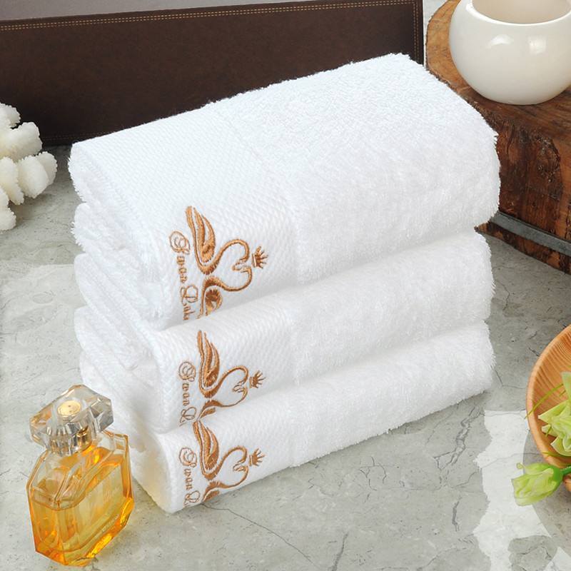 White Embroidery 100% Cotton Towel for Hotel, Home & Gym Use (JRD009)