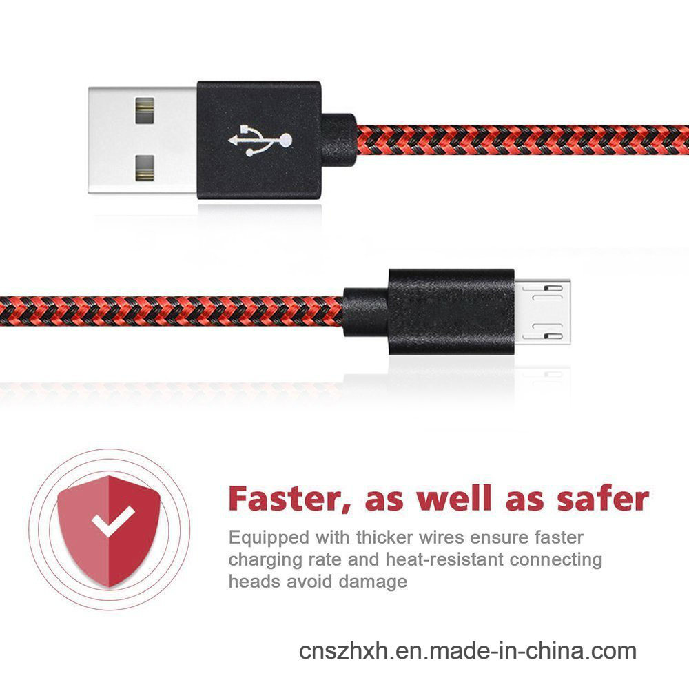 Nylon Woven Braided Micro USB Cable for Samsung Mobile Phone