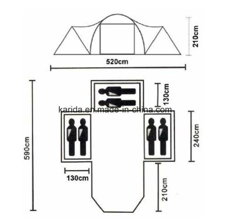 Family Camping Tent 6 Person 3 Rooms Gazebo