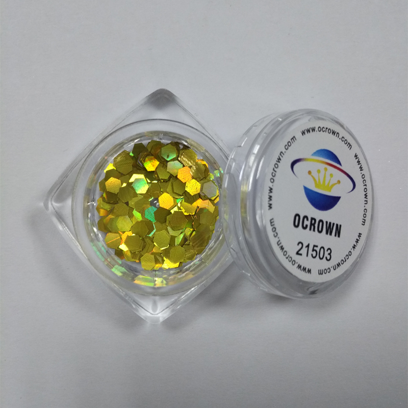 3D Hexagonal Gold Holo Shimmer Nail Salon Decor Glitter Flakes