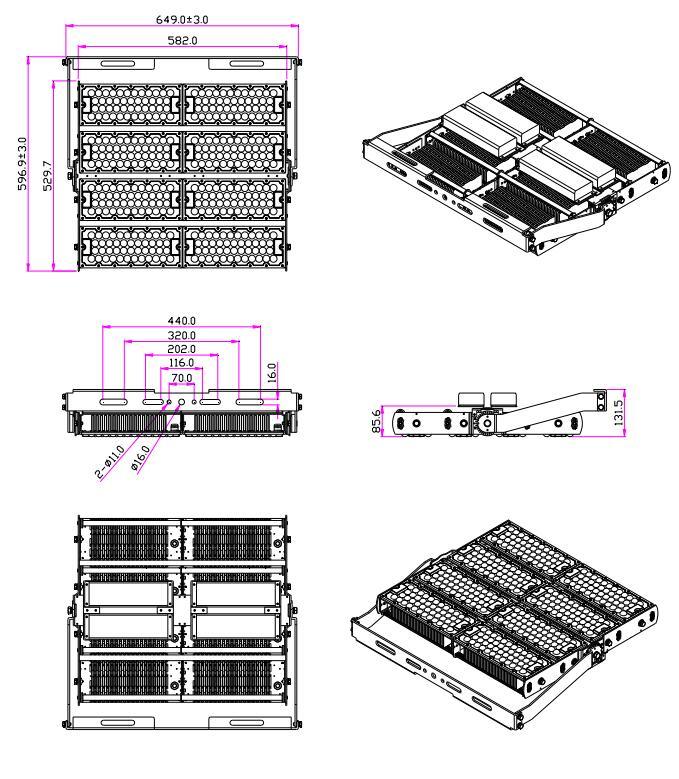 2019 Good Quality 160lm/W 960W LED Stadium Sport High Mast Flood Light with 5-8 Years Warranty