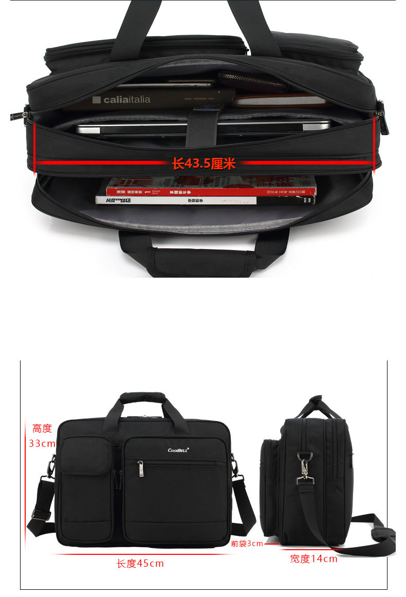 Single Shoulder Big Capacity Men Laptop Notebook Bag Briefcase (CY3727)