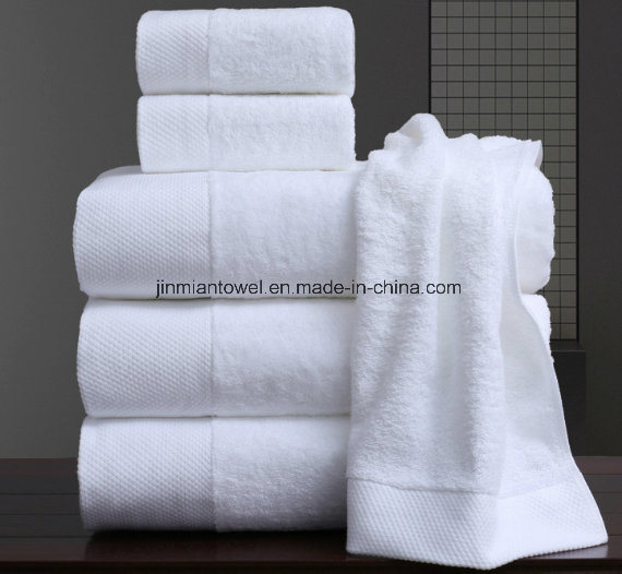 32s Plain Embroideried Design White Hotel Bath Towel