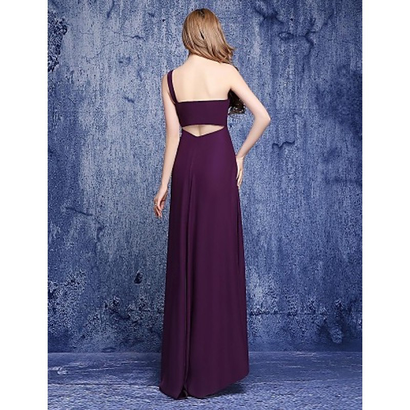 Floor-Length Chiffon One Shoulder Bridesmaid Dress with Side Draping