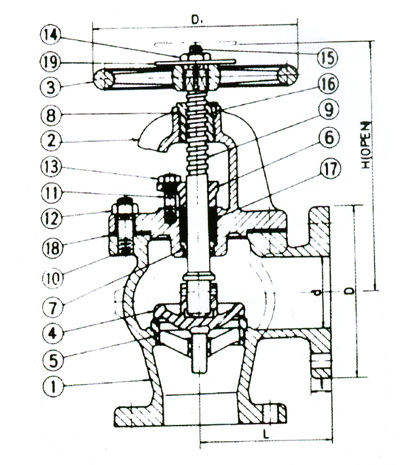 Marine Cast Iron Check Valve with Flange 90degree Angle 10kg/Cm2 Screw-Down