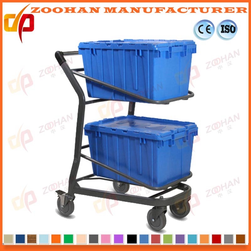 Double Tier Basket Plastic Wire Metal Grocery Shopping Trolley (Zht220)