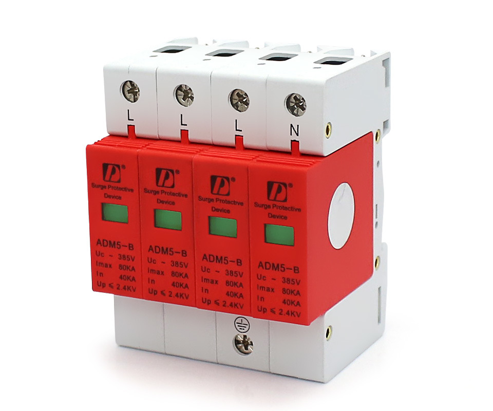 4p 40ka~80ka ~385V House Surge Protector Protective Low-Voltage Arrester Device 3p+N Lightning Protection AC SPD