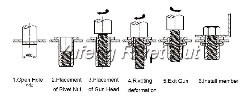 Black Zinc Large Flat Head Rivet Nut