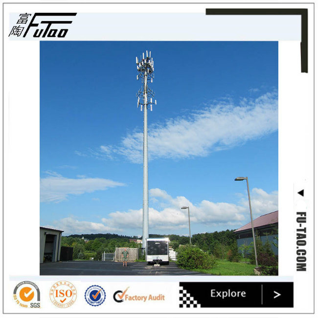 FT High Quality 30m Galvanized Telecommunication Steel Pole Tower