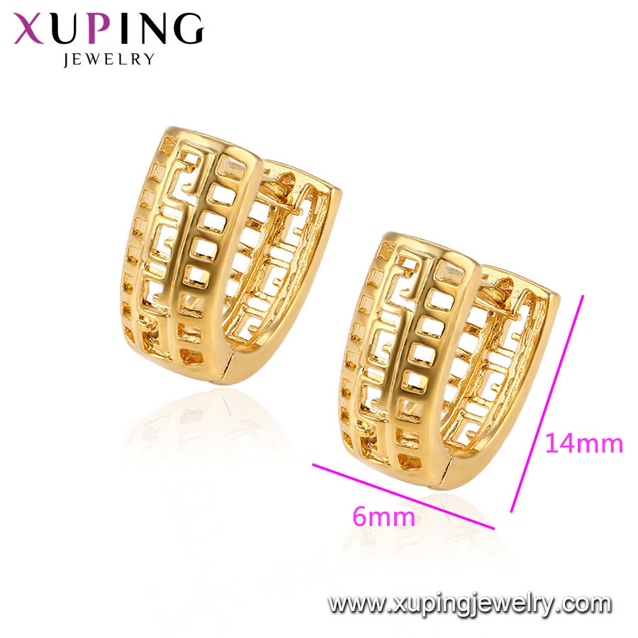 Xuping Manufacturer Charming Hoop Shaped Unique Earrings with 24K Gold Plated Setting