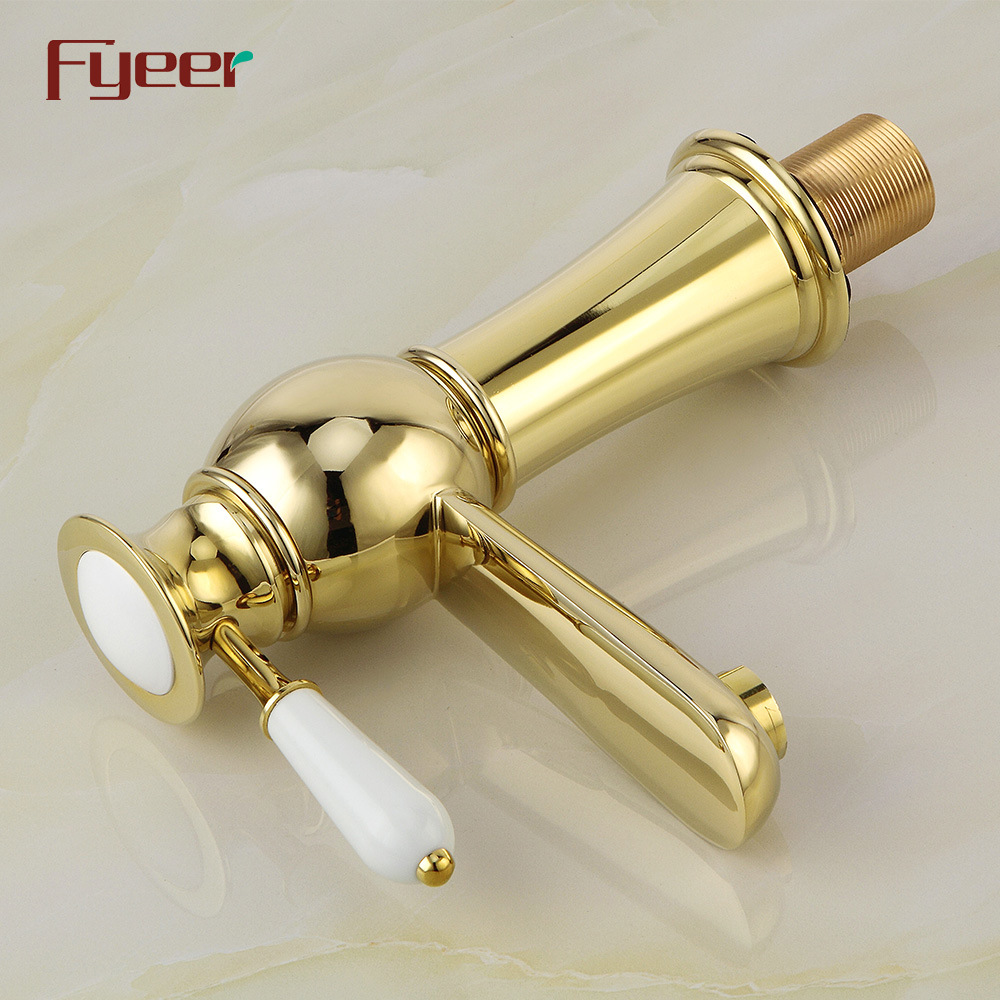 Fyeer Single Handle Gold Plated Basin Faucet