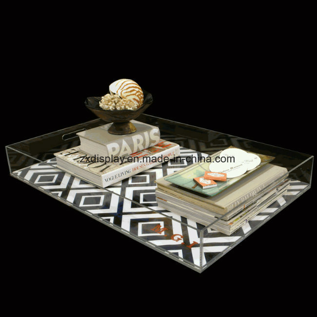 Custom Clear Acrylic Paper Insert Tray, Acrylic Tray with Insert Paper