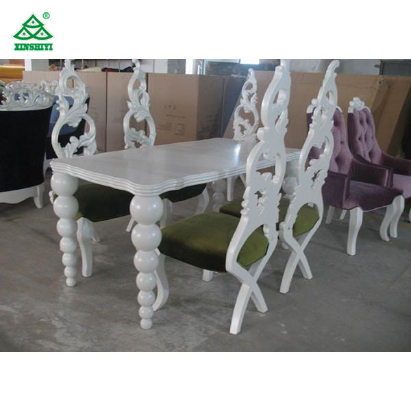 Restaurant Elegant White Wooden Modern Dining Room Tables and Chairs (180 cm)