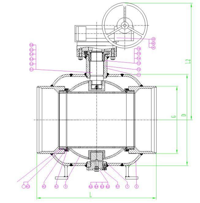 Standard All -Welding Trunnion Mounted Ball Valve for Gas