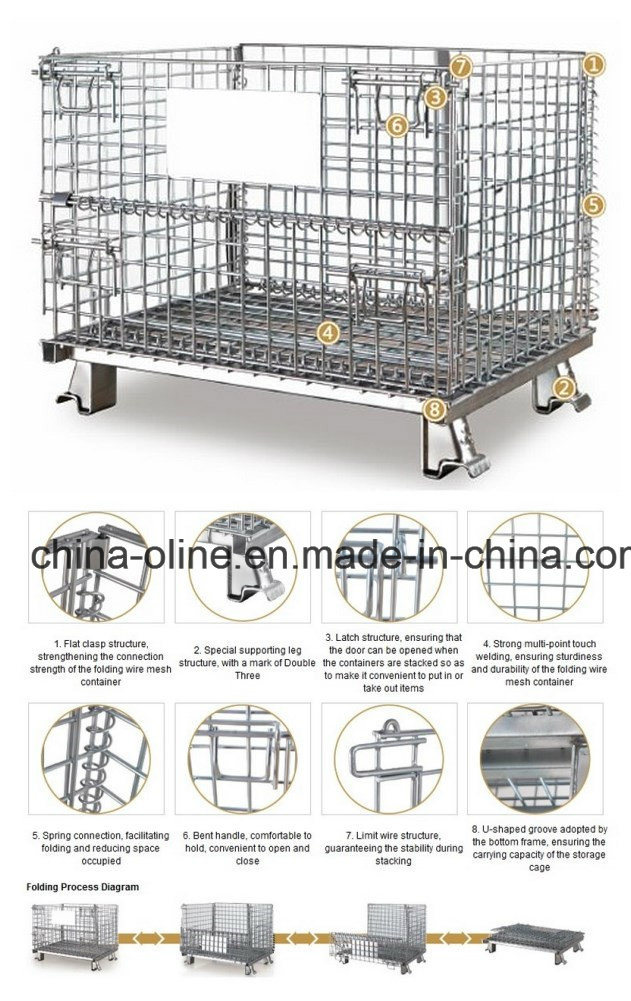 Warehouse Metal Folding Storage Wire Mesh Cage Container