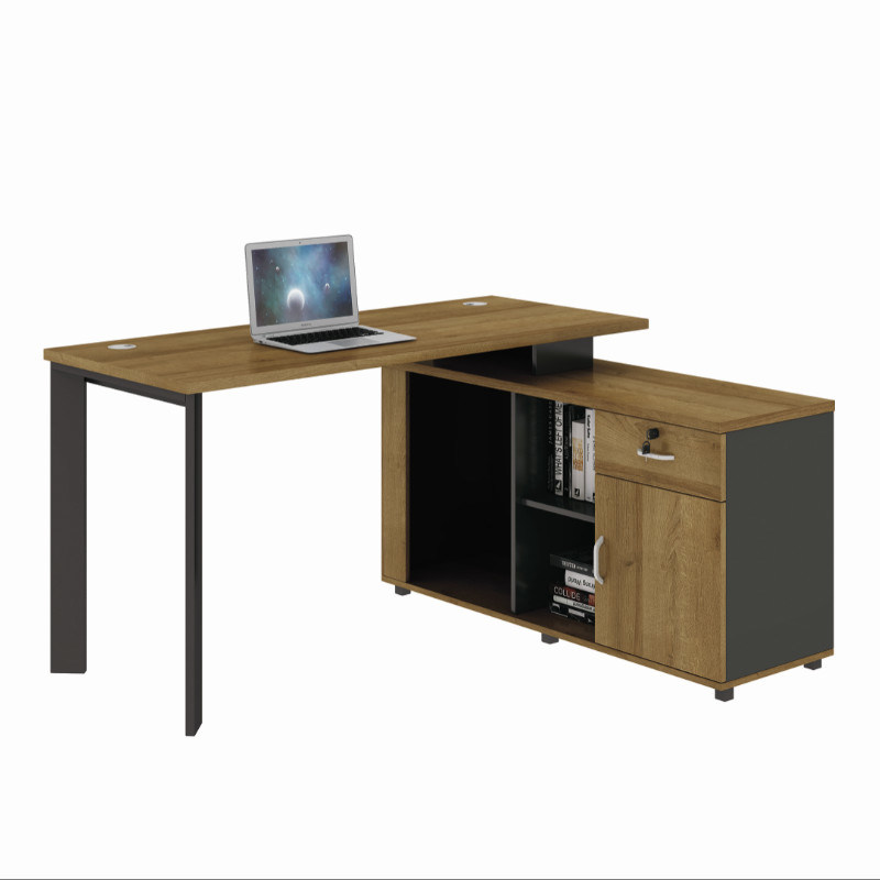 Wooden Executive/Manager Office Desk with Cabinet Bookcase