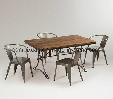 American Country Desk Restaurant Cafe, Solid Wood Tables Wrought Iron Solid Wood Table (M-X3291)