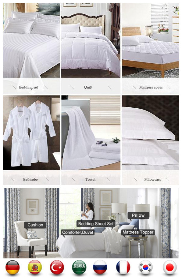 Pure White Hotel Home Textile 100% Cotton Bedding Set 6PCS
