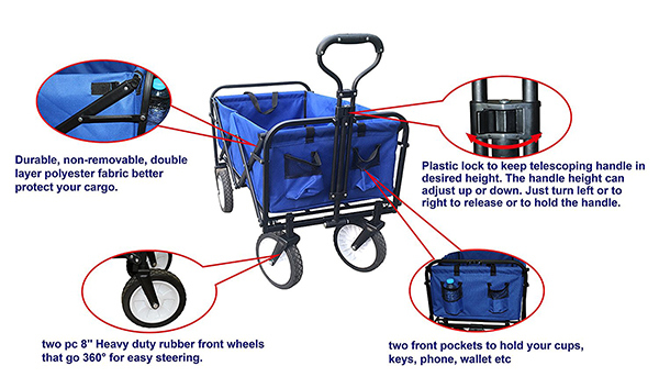 Folding Beach Wagon Utility Luggage Shopping Garden Cart