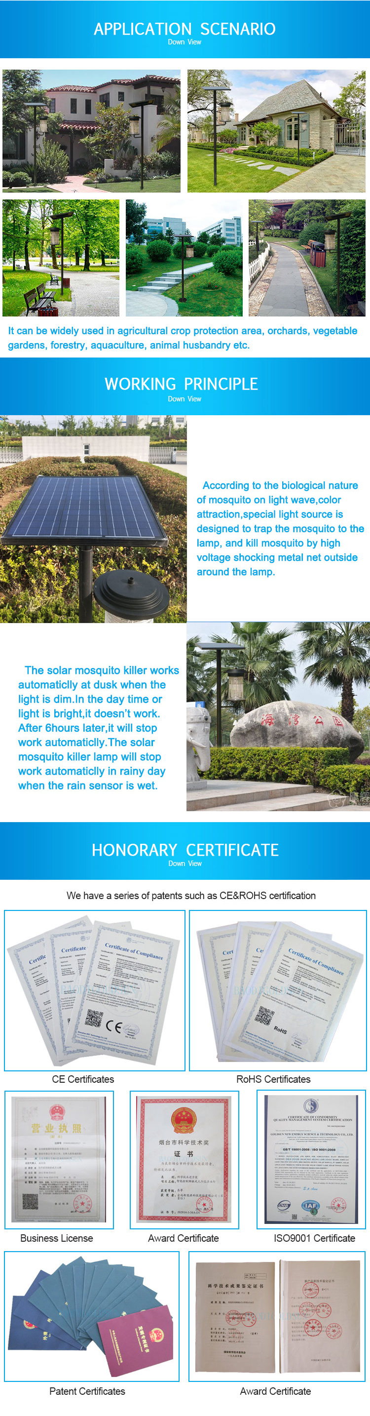 Outdoor Solar Powered UV Bug Zapper Mosquito Killer Lamp