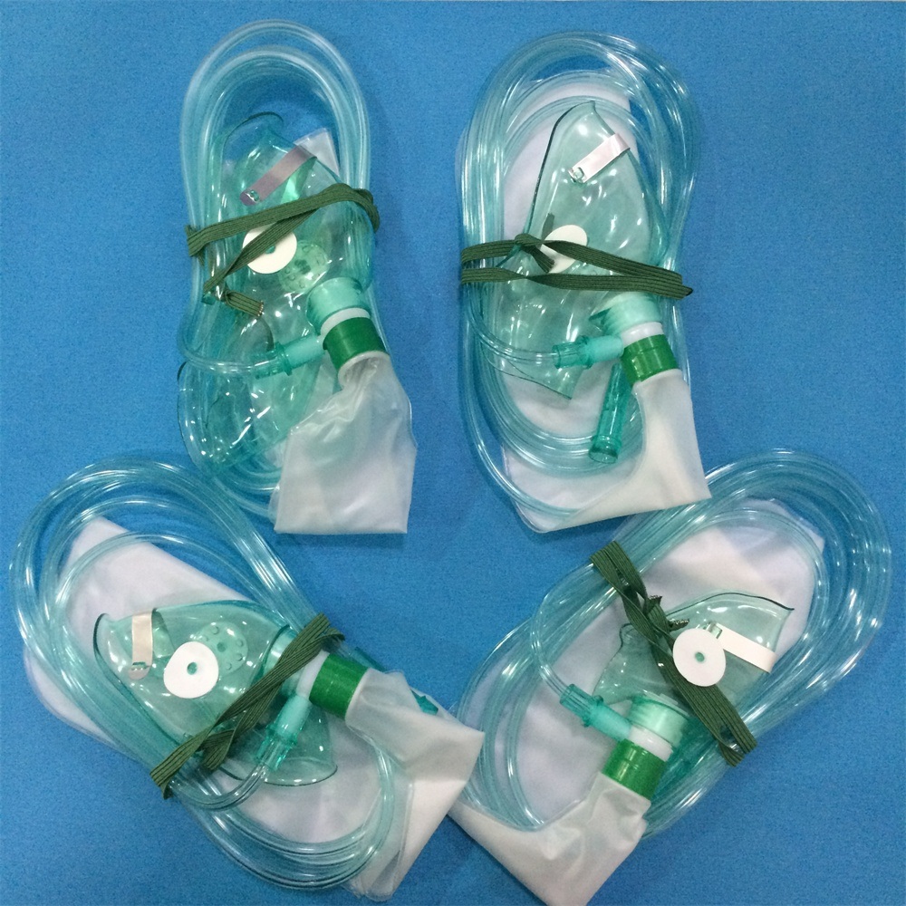 Disposable Non-Rebreathing Oxygen Mask with Reservoir Bag (Green/Transparent, All Types)