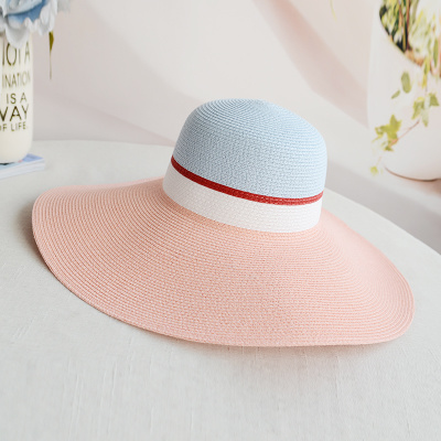 Paper Straw Hat Beach with Customed Logo Bow Women