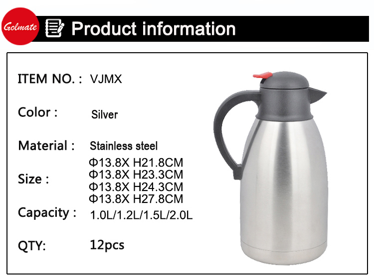 SS304 2.0L Double Wall Stainless Steel Vacuum Jug Flask