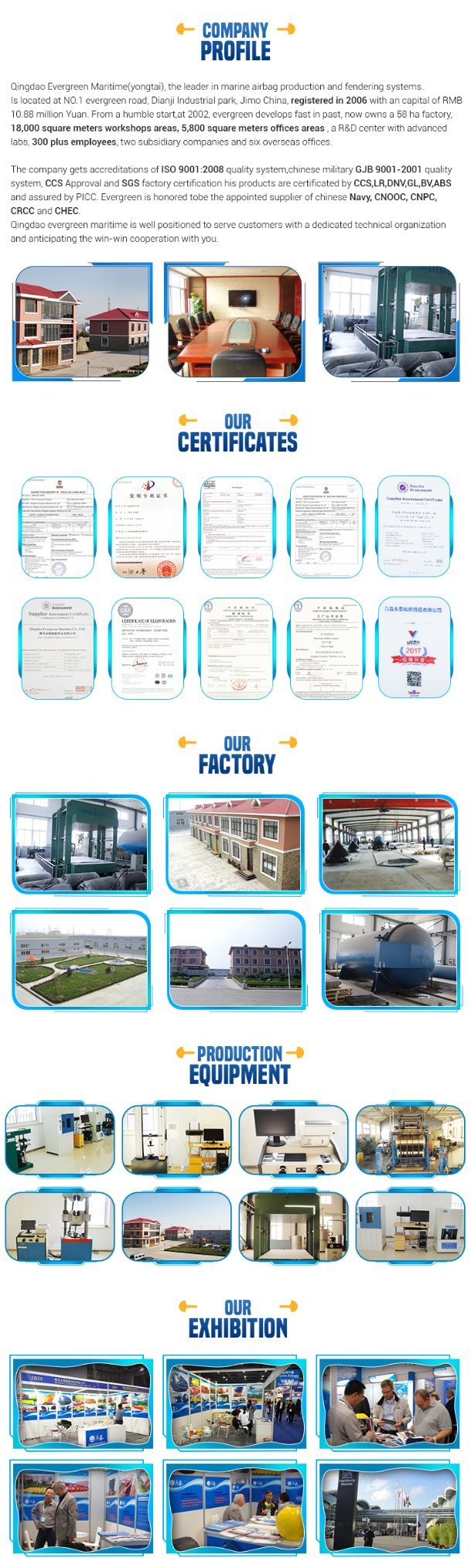 Evergreen Maritime Marine Rubber Ship Launching Airbag China Famous Factory