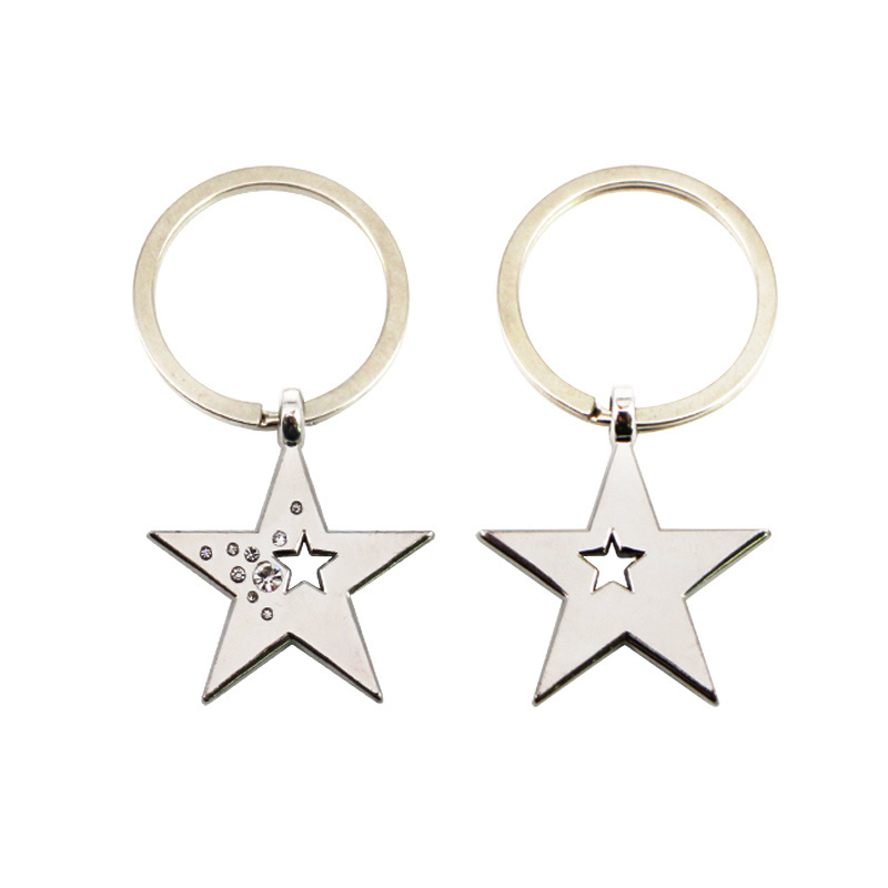 Wholesale Custom Metal Star Shaped Key Chain with Rhinestone