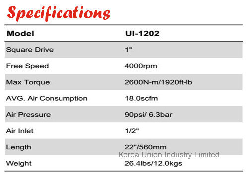 1 Inch Straight Pneumatic Air Impact Power Tools Ui-1202
