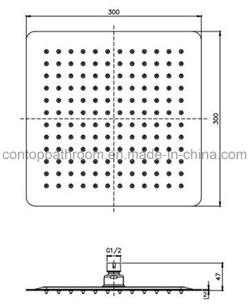 Square Stainless Steel Shower Head with Watermark Approval (SSP121)