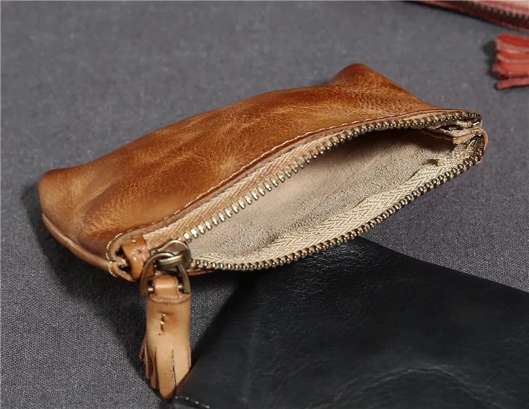 Vintage Card Coin Wallet Card Vegatable Tanned Leather Coin Pourse