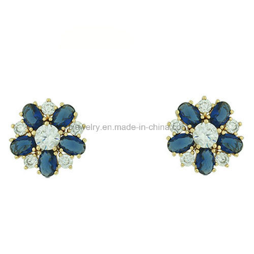 Costume Jewelry Fashion Style Earrings Copper Flower Ear Stud (KE3153)