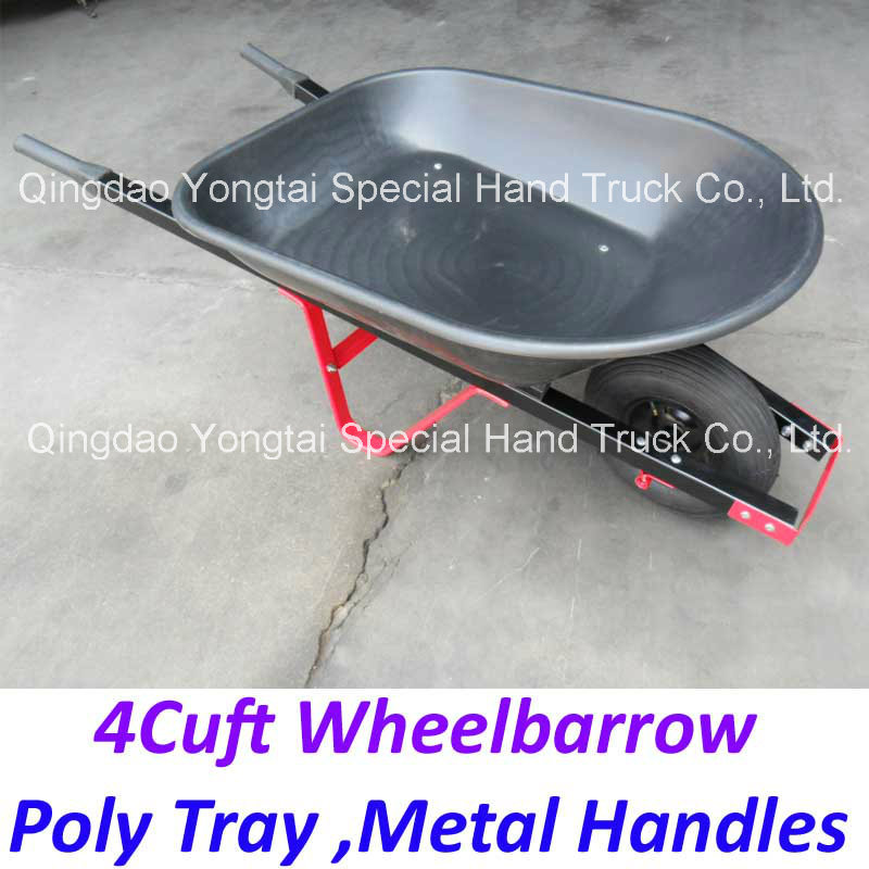 America 4cuft Poly Tray Metal Handles Wheelbarrow for Gardenning