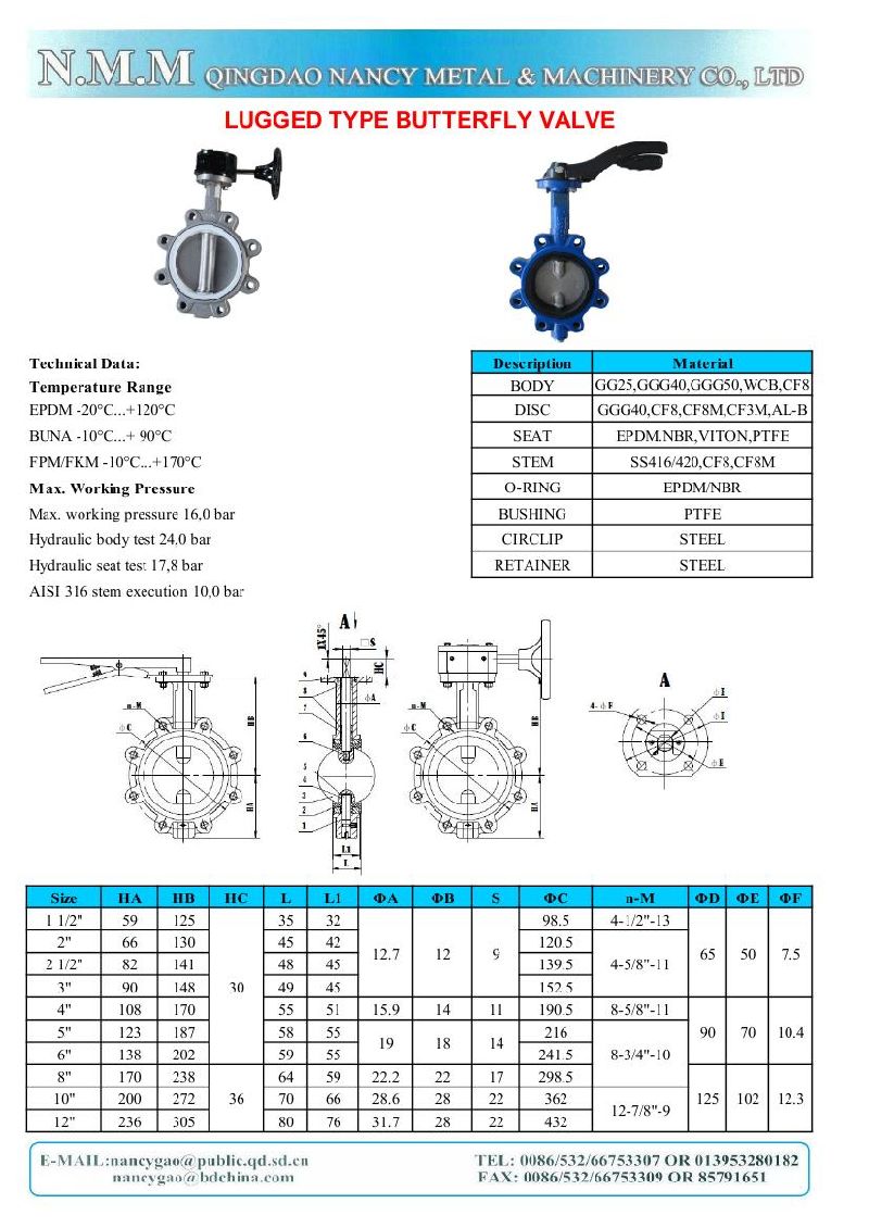 Lugged Type Butterfly Valve