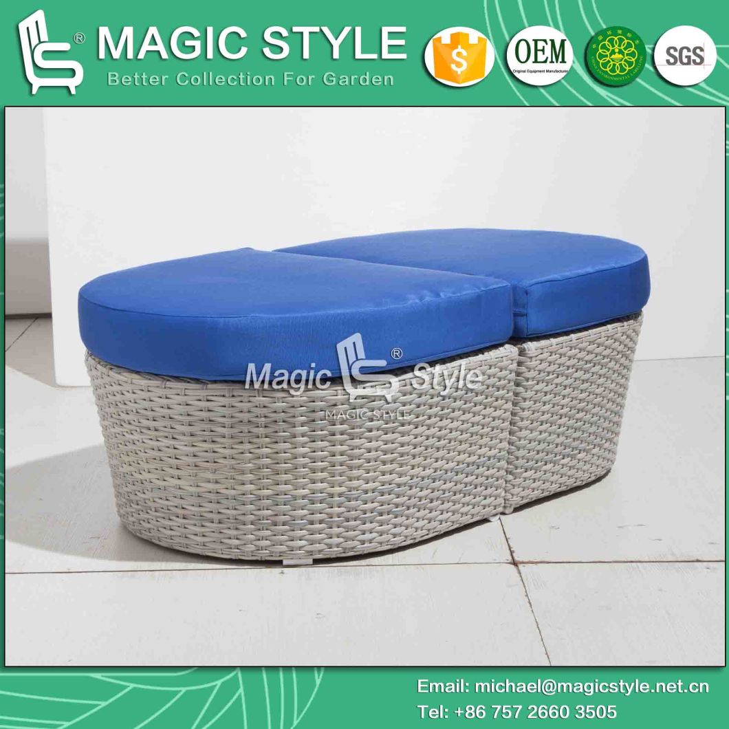 Patio Wicker Corner Sofa Set with Cushion Outdoor Rattan Armless Sofa Garden Wicker Sofa Set Wicker Weaving Single Sofa